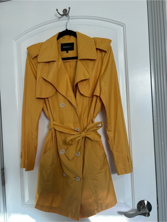 Lafayette 148 New York Jackets & Blazers - Lafayette 148 Mustard Yellow Trench Coat with Belt Size 8 Chic Fall Preppy 90s